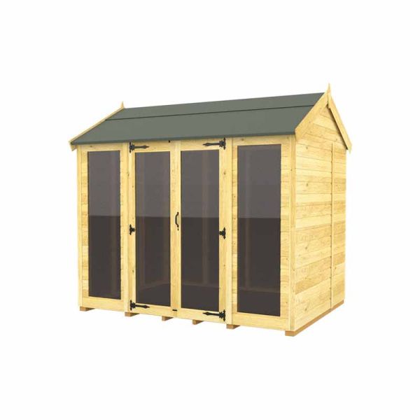 8ft x 8ft Apex Summer House (Full Height Window) - Wood - L 243 x W 231 x H 217 cm