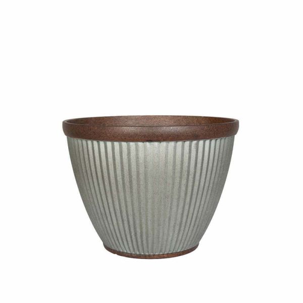 38cm Irondale Plant Pot - Plastic - L38 x W38 x H28 cm - Silver