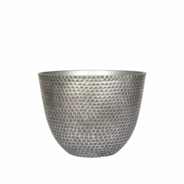 38cm Large Elements Plant Pot - Plastic - L38 x W38 x H34 cm - Gun Metal Grey