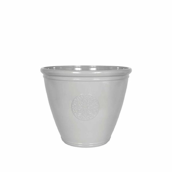 40cm Small Eden Emblem Plant Pot - Plastic - L40 x W40 x H30 cm - Grey