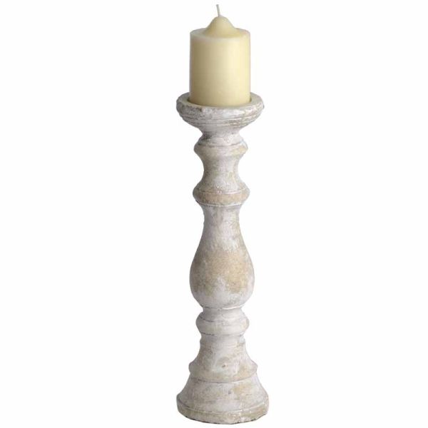 Large Candle holder - Stone - L12 x W12 x H40 cm - Cream