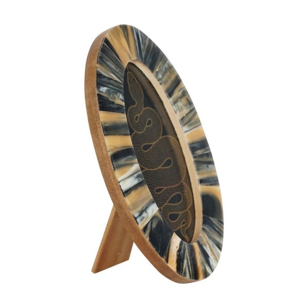 Tortoiseshell Style Oval Photo Frame 8x15cm - Polyresin - L1.27 x W12 x H19 cm - Brown
