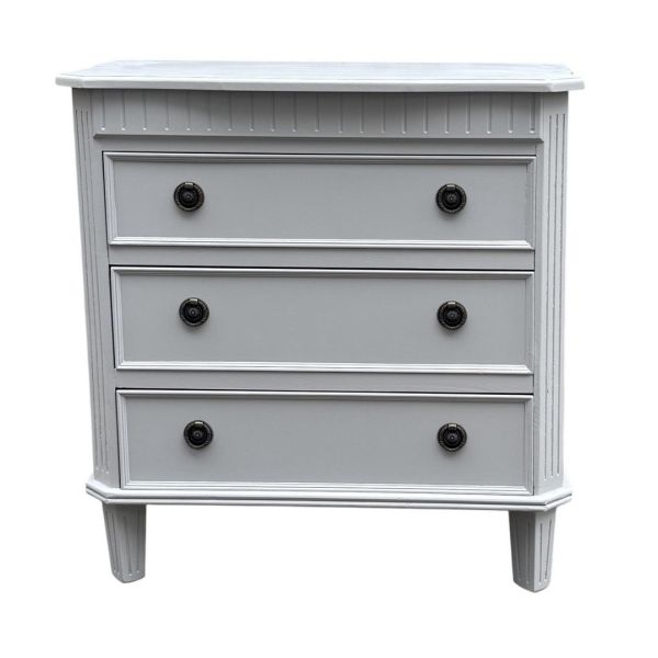 3 Drawers Chest of Drawers - L37 x W65 x H68 cm - Light Grey