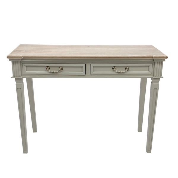 2 Drawers Hall Table - Wood - L40 x W90 x H78 cm - Light Grey/Brown
