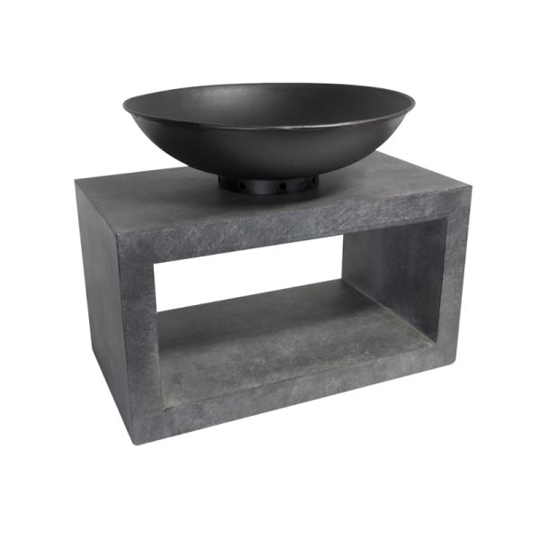 Fire Pit & Rectangle Console - Steel/Fibreclay - L51 x W64 x H52 cm - Cement