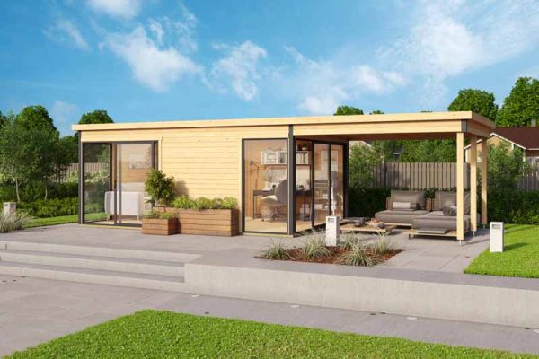 Optional Extra - Domeo 3/4 extension for Log Cabin, Wooden Garden Room, Timber Summerhouse, Home Office - H239.4 cm