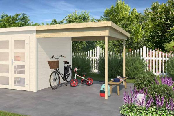 Zambezi anbau 250x250-Log Cabin, Wooden Garden Room, Timber Summerhouse, Home Office - H211 cm