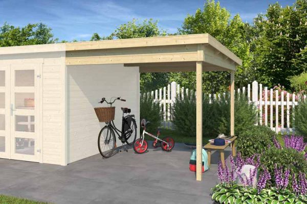 Zambezi anbau 300x250-Log Cabin, Wooden Garden Room, Timber Summerhouse, Home Office - H211 cm