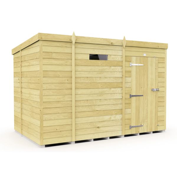 9 x 6 Feet Pent Security Shed - Single Door - Wood - L178 x W276 x H201 cm