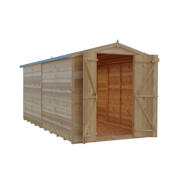 12 x 6 Feet Overlap Dip Treated Apex Shed Double Door No windows