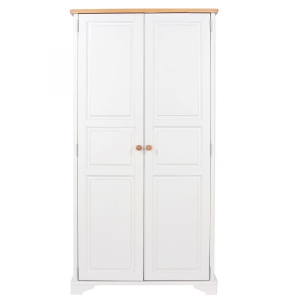 Highland Home AB Assembled Oak Veneer & White Painted 2 Door Wardrobe