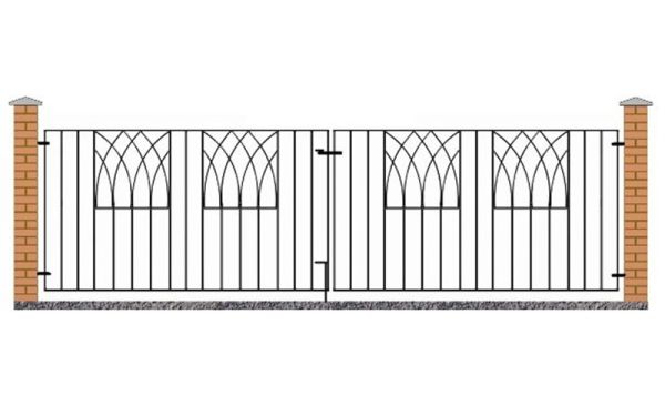 Abbey Modern Double Driveway Gate - Solid Steel - Fits Gap of 3095 mm x 812 mm High - Electro Galvanised/Black Powder Coated