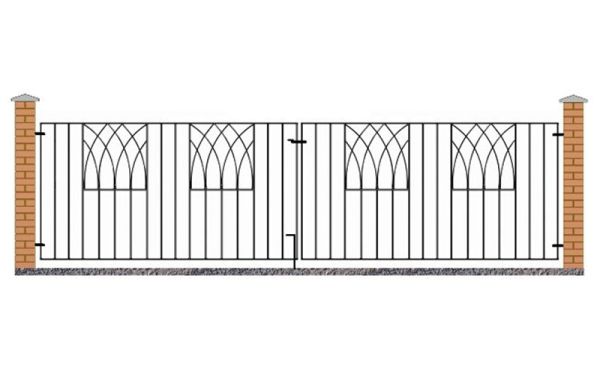 Abbey Modern Double Driveway Gate - Solid Steel - Fits Gap of 3264 mm x 812 mm High - Electro Galvanised/Black Powder Coated