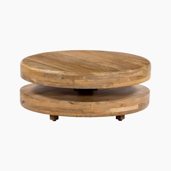 Ellie Two Tier Coffee Table - Acacia Wood/Metal - L85 x W85 x H35 cm - Natural