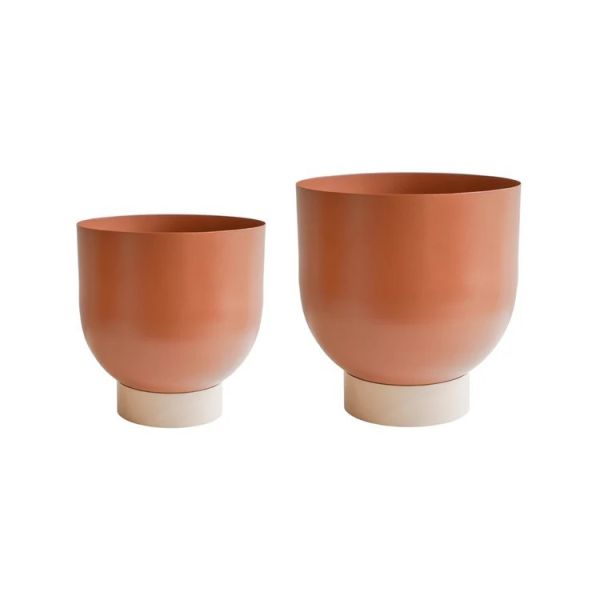 Austin Dual Metal Planters (Set of 2) - Mild Steel - Rhubarb