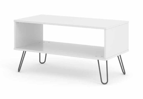 Open Coffee Table - Manufactured Wood Fibre Board/Metal - 91 x 45 x 46.6 cm - White 