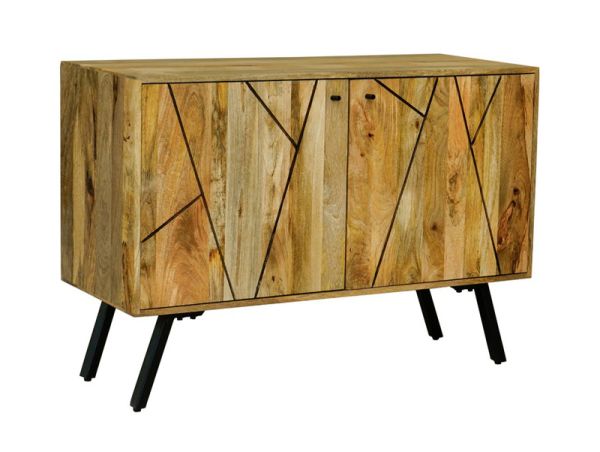 Amar 2 Door Sideboard - Iron Base - Mango Wood/Iron - L45 x W110 x H76 cm - Light Finish - Assembly Required