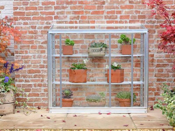 Westminster Half 3 Feet 4 Inches Small Greenhouse - Aluminium/Glass - L100 x W33 x H91 cm - Without Coating