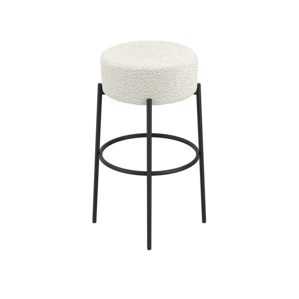 Anais Ivory Counter Stool - Boucle/Metal - L34 x W34 x H66 cm - Ivory/Black - Flat Pack