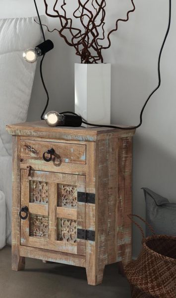 Arrival Bedside Table Right (ARA-208-R) - Mango Wood - L33 x W51 x H71 cm - Distress Finish