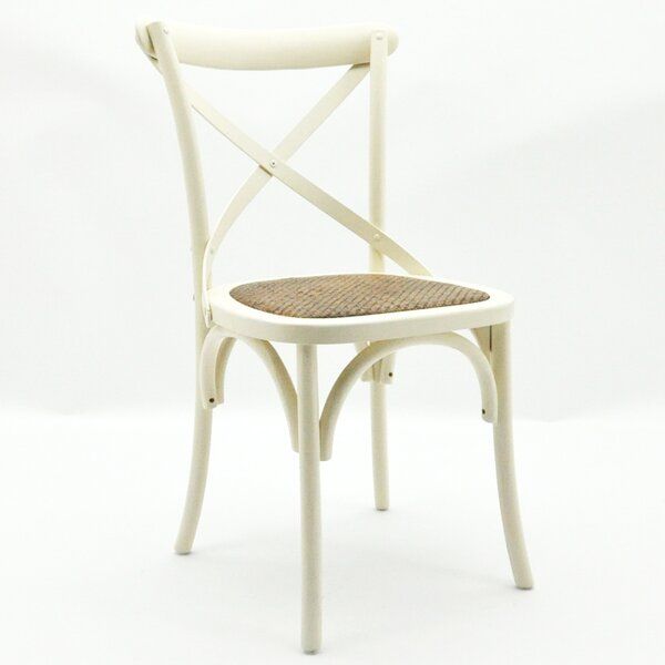 French Cross Back Dining Chair - Elm Wood - L46 x W49 x H88 cm - Antique Cream