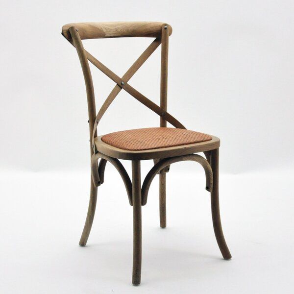 French Cross Back Dining Chair - Elm Wood - L46 x W49 x H88 cm - Natural