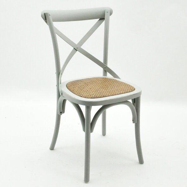 French Cross Back Dining Chair - Wood - L46 x W49 x H88 cm - Grey