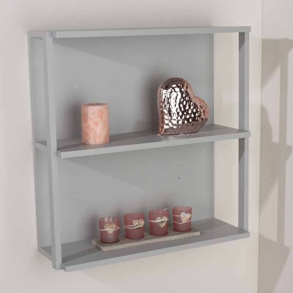 Arran 3 Shelf Medium Wall Unit - W60 x D20 x H60 cm - Light Grey