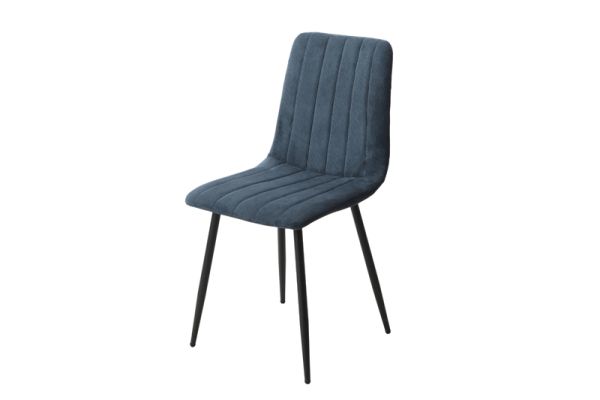 Straight Stitch Cord Dining Chair with Tapered Legs (Set of 2) - Metal - L54 x W44 x H88 cm - Blue/Black - Flat Packed