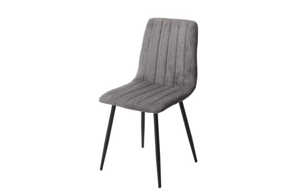 Straight Stitch Dining Chair with Tapered Legs (Set of 2) - Metal - L54 x W44 x H88 cm - Grey/Black - Flat Packed