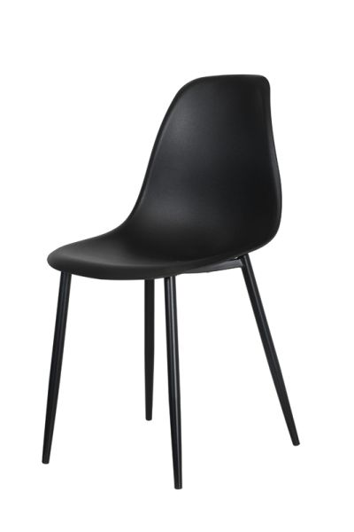 Curve Chair Plastic Seat with Metal Legs (Set of 2) - L52 x W46 x H84 cm - Black - Flat Packed