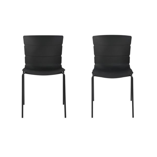 Bali Kitchen Chairs (Set of 2) - Plastic/Metal - L50.5 x W47 x H81 cm - Black - Flat Packed