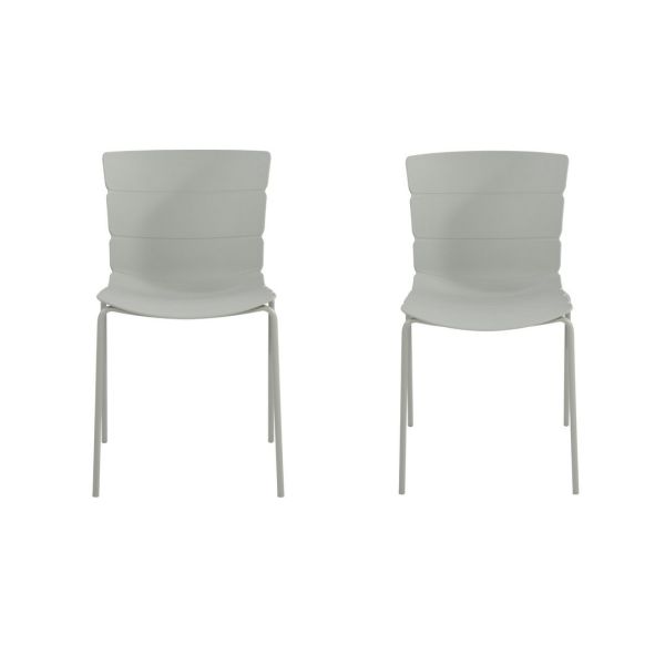 Bali Kitchen Chairs (Set of 2) - Plastic/Metal - L50.5 x W47 x H81 cm - Light Grey - Flat Packed