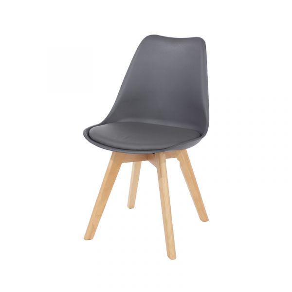 Pair of Chairs Aspen Dark Grey Upholstered Plastic Chair, Wood Legs