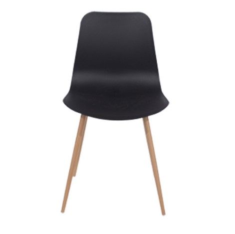 Aspen Black Plastic Chair, Wood Effect Metal Legs