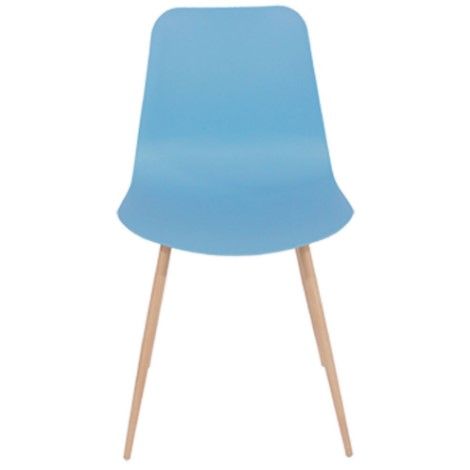 Aspen Blue Plastic Chair, Wood Effect Metal Legs
