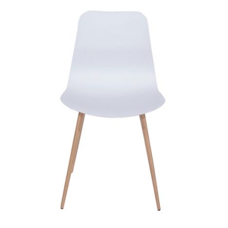 Aspen White Plastic Chair, Wood Effect Metal Legs