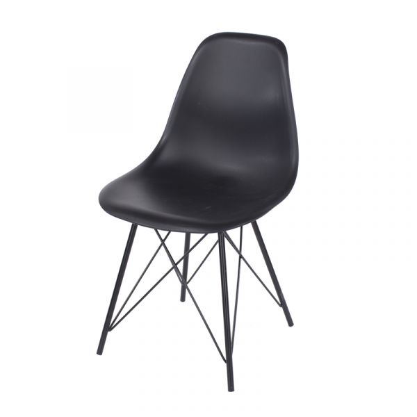 Pair of Chairs Aspen Black Plastic Chair, Black Metal Legs