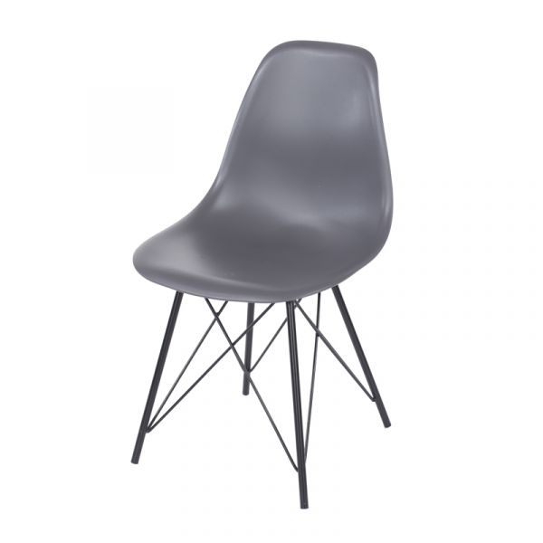Pair of Chairs Aspen Charcoal Plastic Chair, Black Metal Legs