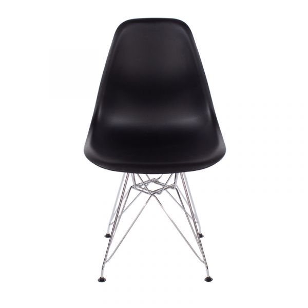 Pair of Chairs Aspen Balck Plastic Chair with Chrome Legs