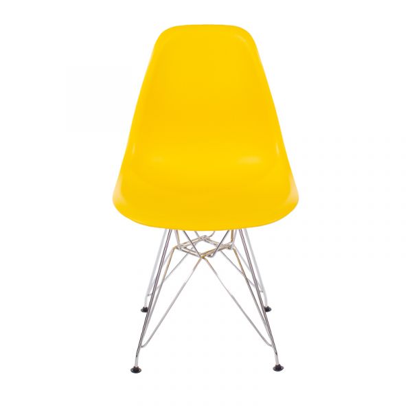 Pair of Chairs Aspen Yellow Plastic Chair with Chrome Legs