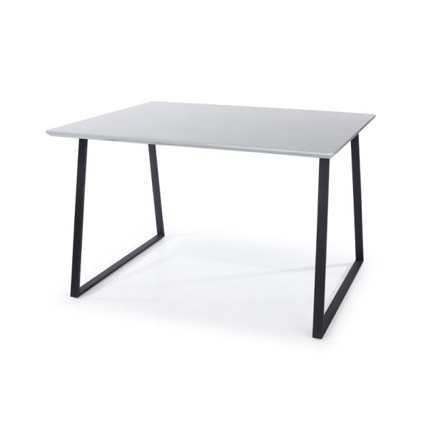 Aspen Rectangular Table with Wooden Legs - MDF/Metal - 120 x 80 x 75.5 cm - High Gloss Grey /Black