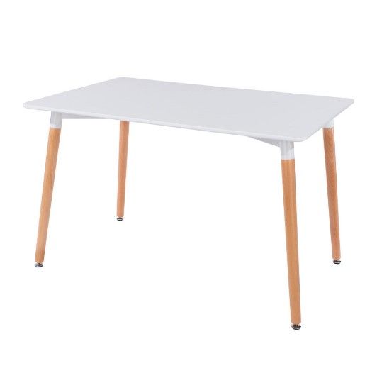 Rectangular White Painted Table Top With Beech Leg