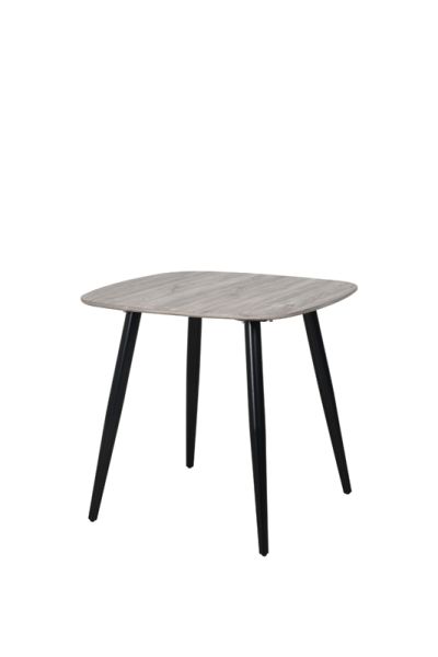 Square Dining Table with Tapered Legs - MDF/Metal - L80 x W80 x H75 cm - Grey Oak/Black - Flat Packed