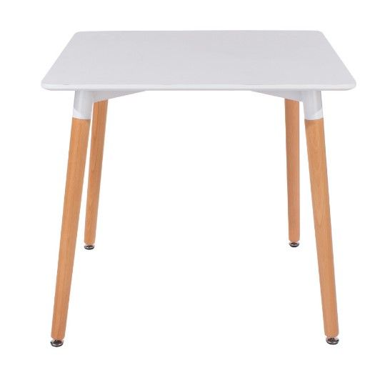 Square White Painted Table Top With Beech Legs