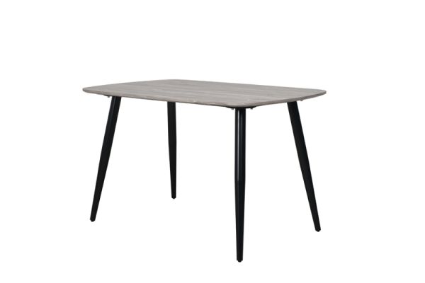 Rectangular Dining Table with Tapered Legs - MDF/Metal - L80 x W120 x H75 cm - Grey Oak/Black - Flat Packed