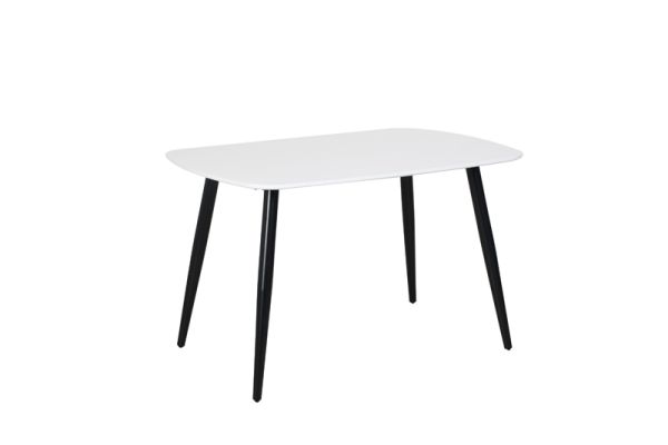 Rectangular Dining Table Painted Top with Tapered Legs - MDF/Metal - L80 x W120 x H75 cm - White/Black - Flat Packed