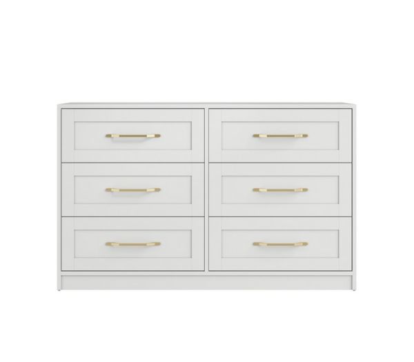 Austen Chest - Engineered Wood/Metal - L45 x W121.5 x H75 cm - White/Gold Brushed