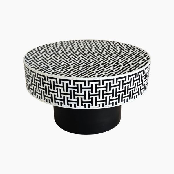 Ada Coffee Table - Bone Inlay/Metal - L80 x W80 x H45 cm - Black