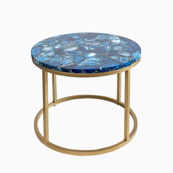Glen Coffee Table - Agate/Metal - L60 x W60 x H45 cm - Blue